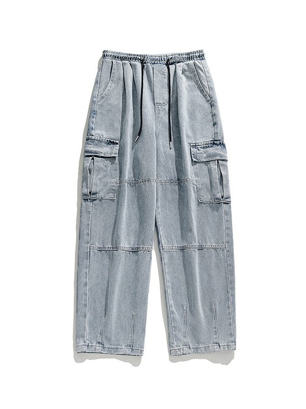 Lose Cargo-Jeans aus Denim für Herren in Vintage-Waschung-4