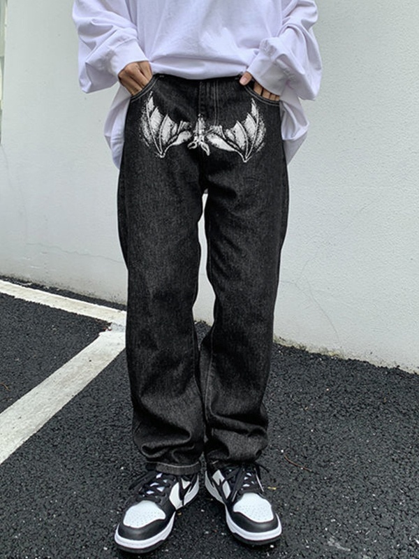 Herren-Jeans mit Portrait-Print-1