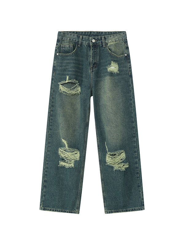 Lose Vintage-Jeans für Herren mit Rissen-3