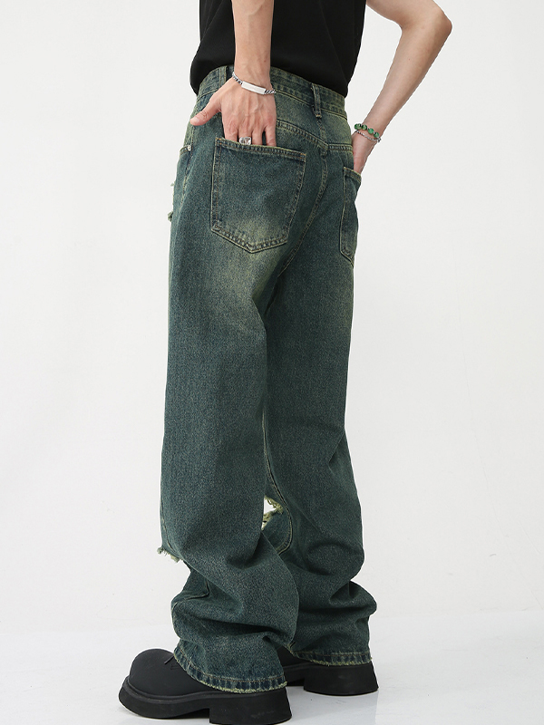 Lose Vintage-Jeans für Herren mit Rissen-1