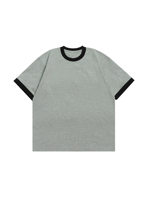 Kontrastfarbenes Patchwork-Kurzarm-T-Shirt für Herren-1