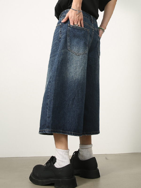 Übergroße, verkürzte Distressed-Jeans für Herren-1