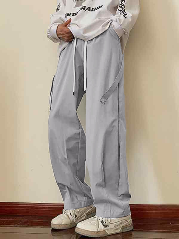 Dünne Herrenhose mit Kordelzug und weitem Bein-2