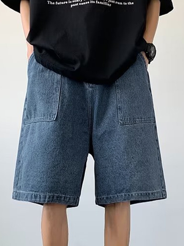 Lose Denim-Shorts für Herren mit großen Taschen-2