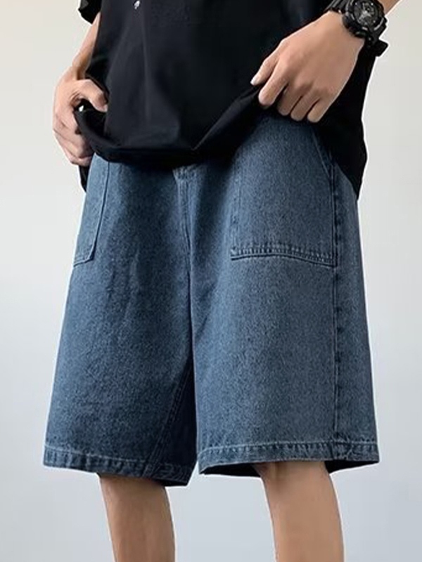 Lose Denim-Shorts für Herren mit großen Taschen-3