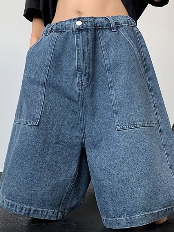 Lose Denim-Shorts für Herren mit großen Taschen-4