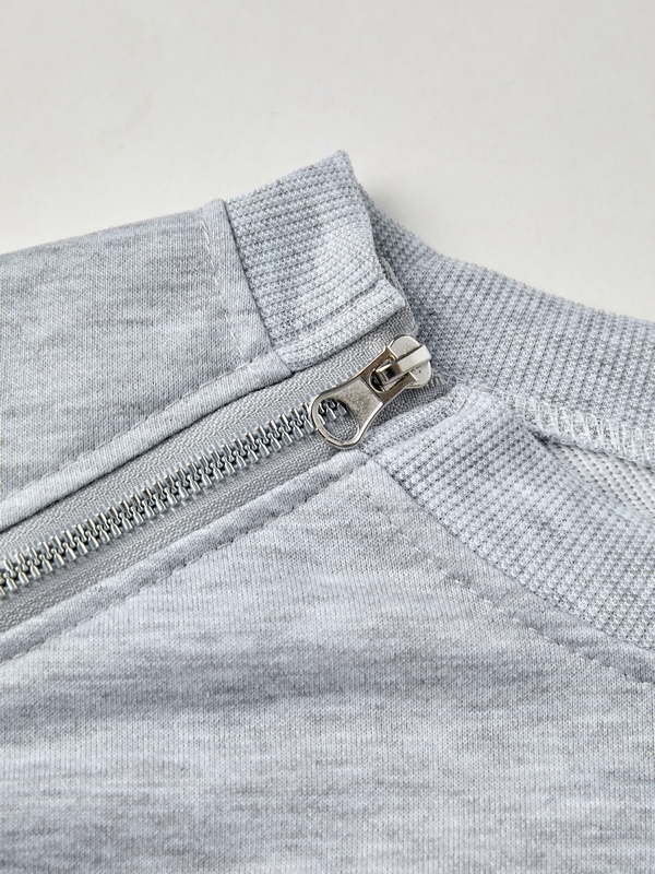 Einfarbiges Herren-Sweatshirt mit doppeltem Reißverschluss-3