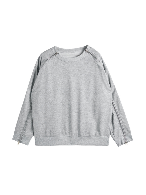 Einfarbiges Herren-Sweatshirt mit doppeltem Reißverschluss-1