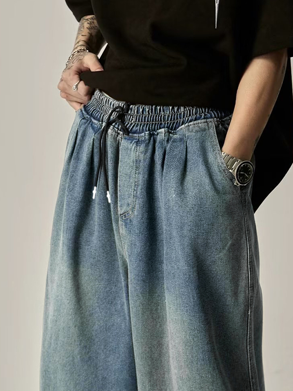 Gewaschene, lockere Herrenjeans im Distressed-Look-3