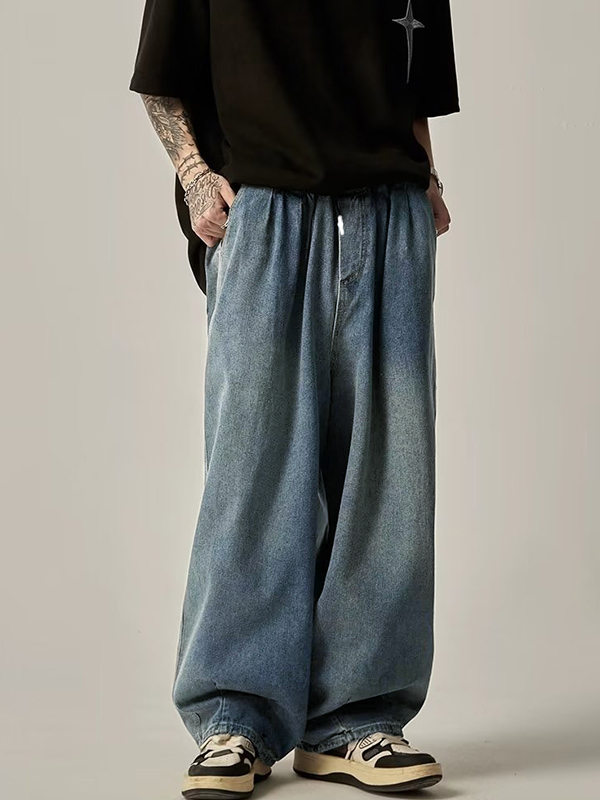 Gewaschene, lockere Herrenjeans im Distressed-Look-5