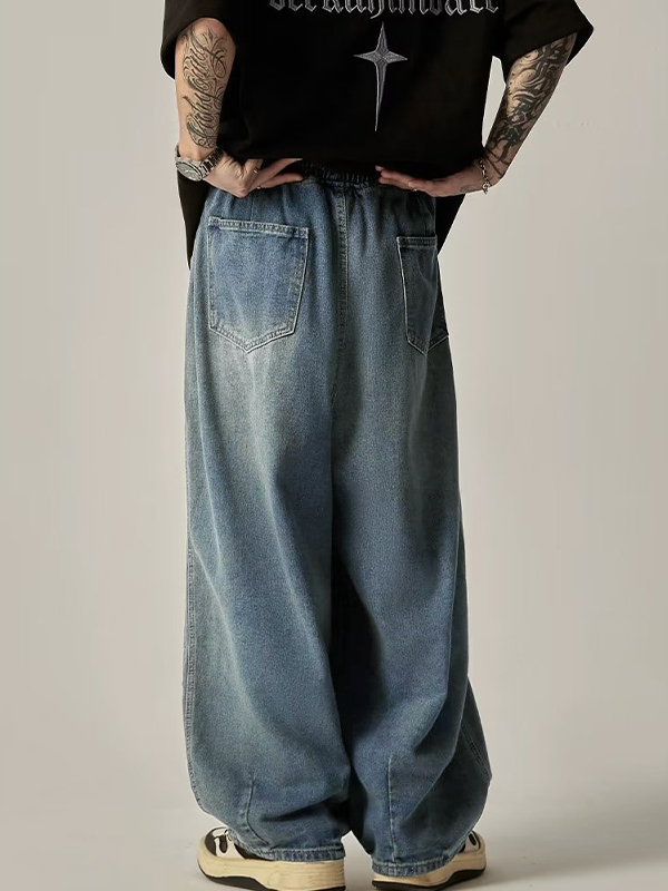 Gewaschene, lockere Herrenjeans im Distressed-Look-2