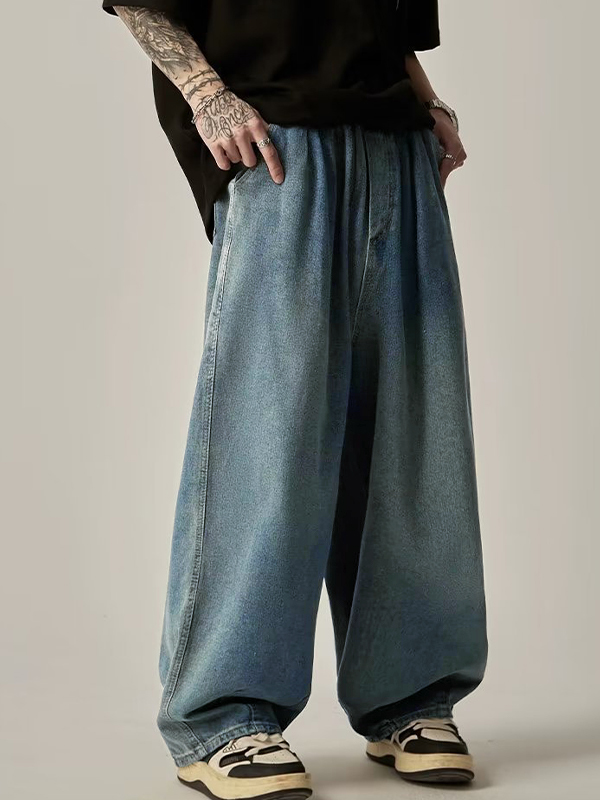 Gewaschene, lockere Herrenjeans im Distressed-Look-4