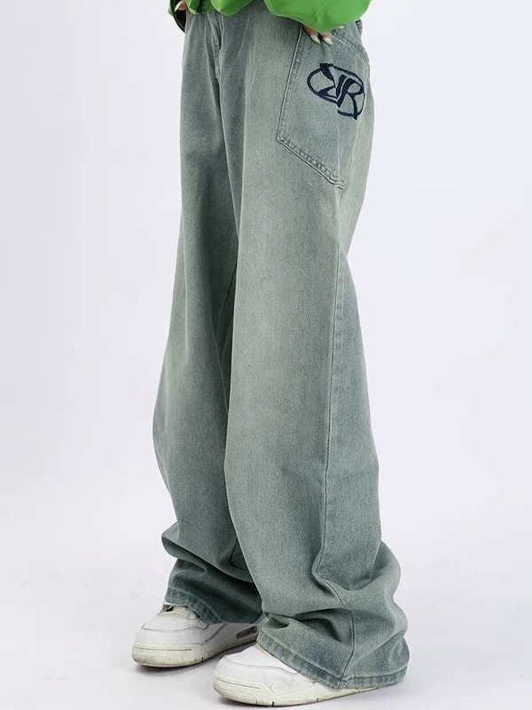 Lose lockere Baggy-Jeans für Herren mit verwaschenem Aufdruck-2
