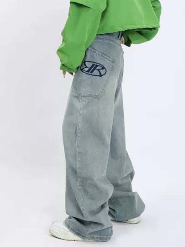Lose lockere Baggy-Jeans für Herren mit verwaschenem Aufdruck-1