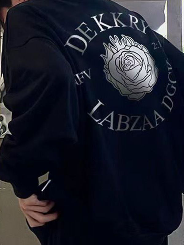 Herren-Sweatshirt mit Vintage-Rosen-Buchstaben-Print-1