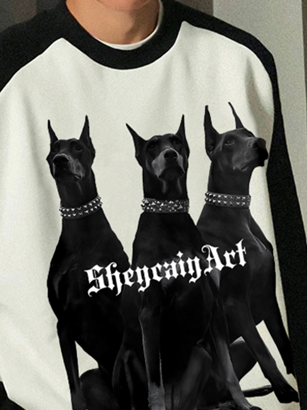 Herren-Raglan-Sweatshirt mit Hundemuster-1
