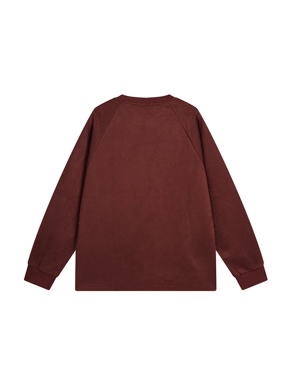 Herren-Sweatshirt aus Wildleder mit Buchstaben-Print und Paspeln-1