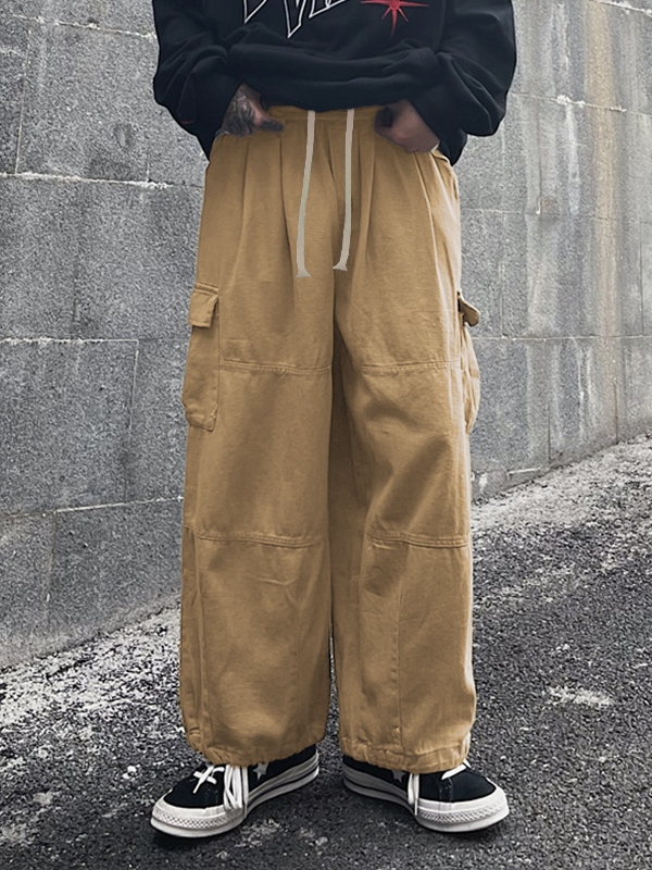 Herren-Cargohose im Vintage-Stil mit Taschen, Kordelzug und gebundenen Füßen-2