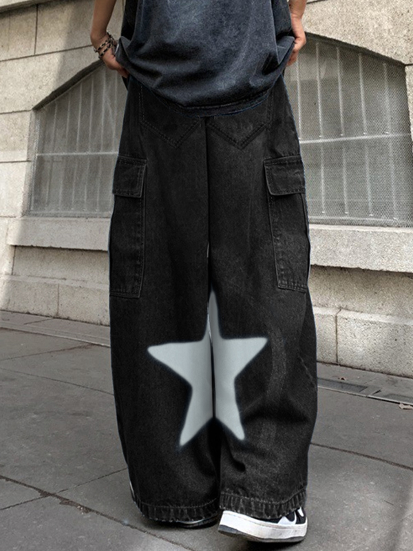 Herren-Cargojeans mit Sternenmuster und großen Taschen-3