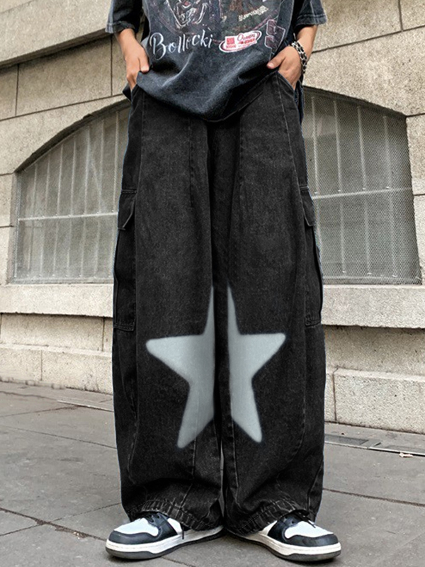 Herren-Cargojeans mit Sternenmuster und großen Taschen-2