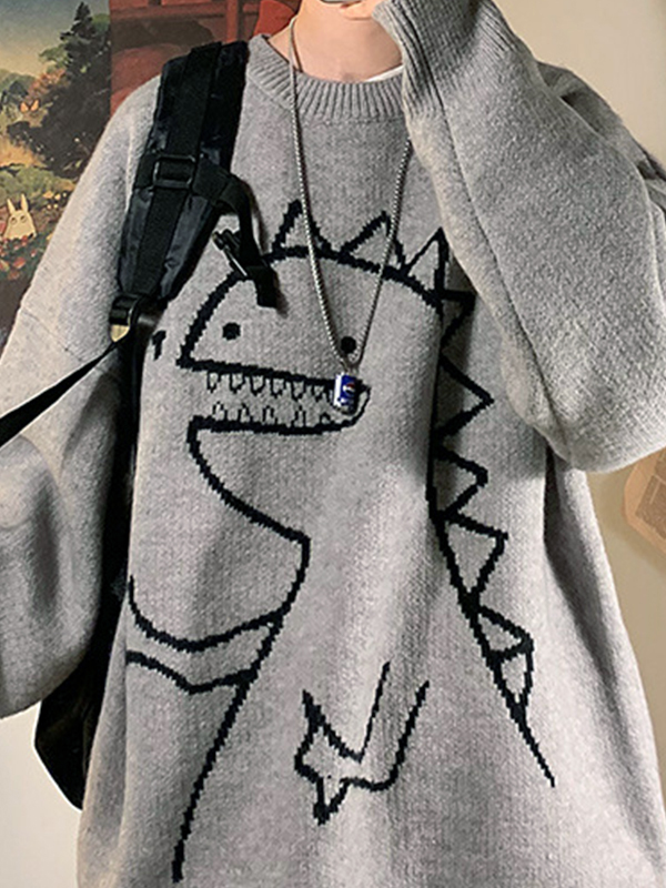 Cartoon-Dinosaurier-Pullover für Herren-1