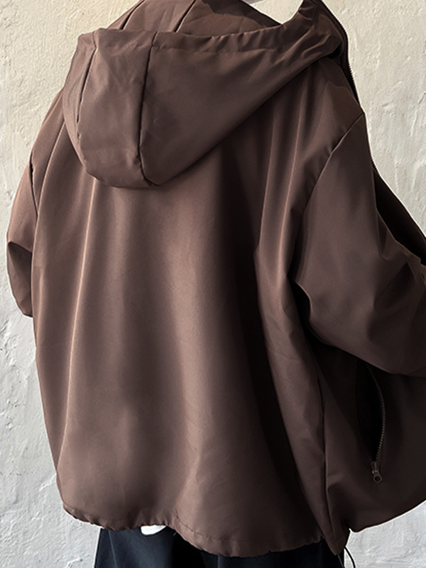Gorpcore Solid Zipper Kordelzugjacke für Herren-2