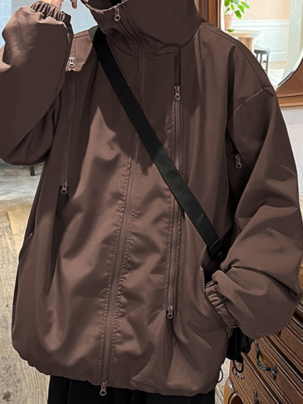 Gorpcore Solid Zipper Kordelzugjacke für Herren-1