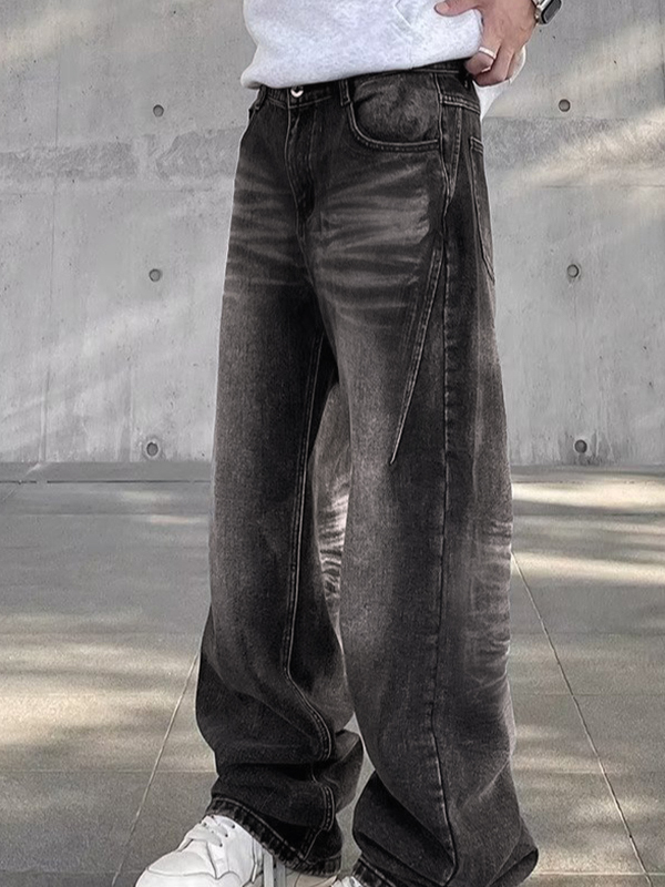 Lockere Jeans mit Street Water Ripple-Print für Herren-2