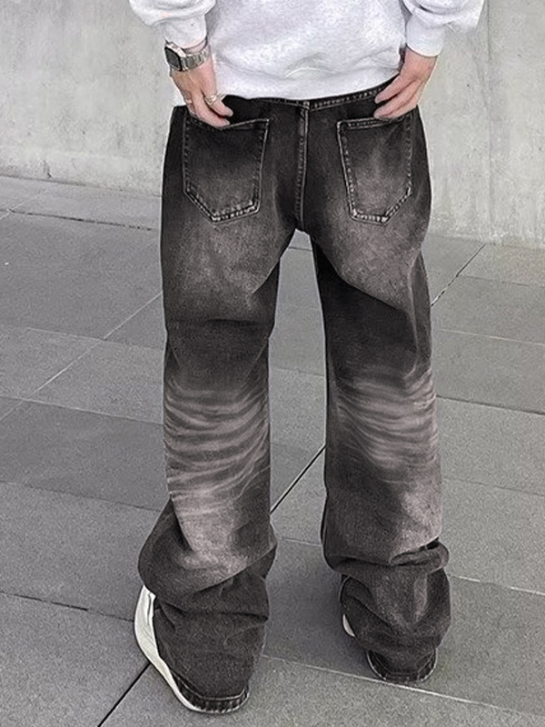 Lockere Jeans mit Street Water Ripple-Print für Herren-1