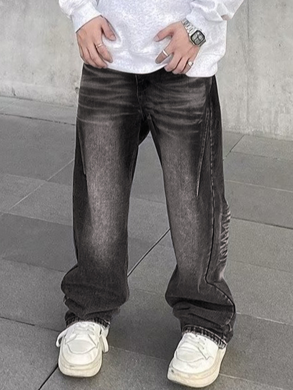 Lockere Jeans mit Street Water Ripple-Print für Herren-3