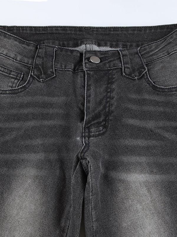 Street Distressed-Jeans mit gerafftem Spleiß und niedriger Taille-5