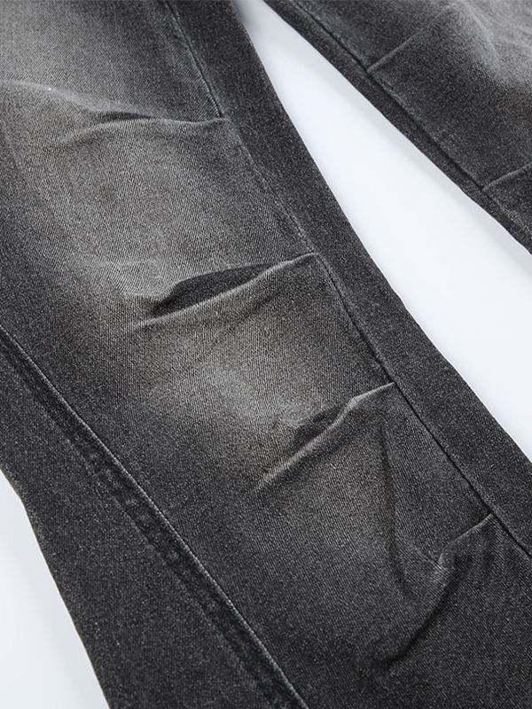 Street Distressed-Jeans mit gerafftem Spleiß und niedriger Taille-6