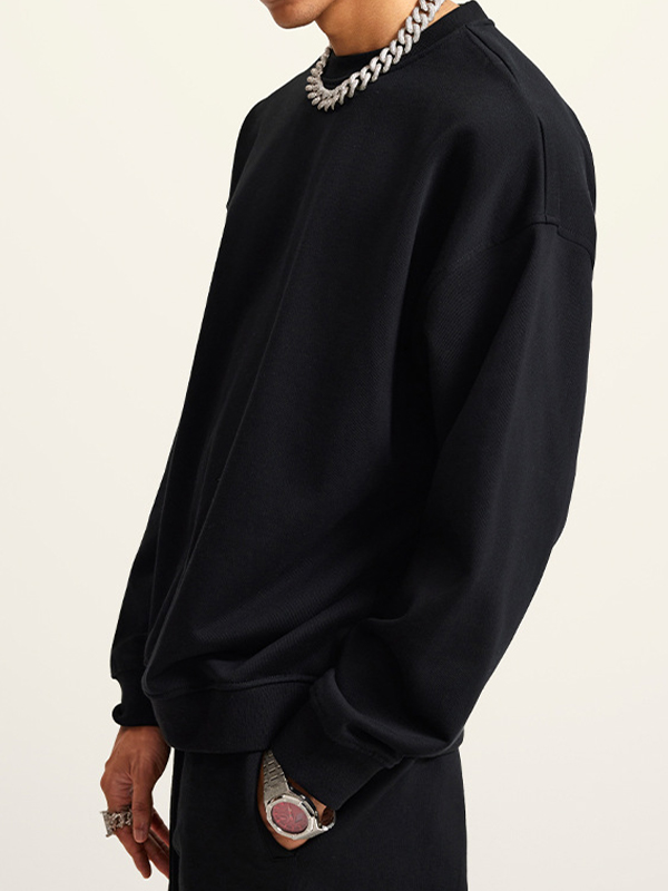 Einfarbiges Herren-Sweatshirt mit Rundhalsausschnitt-1