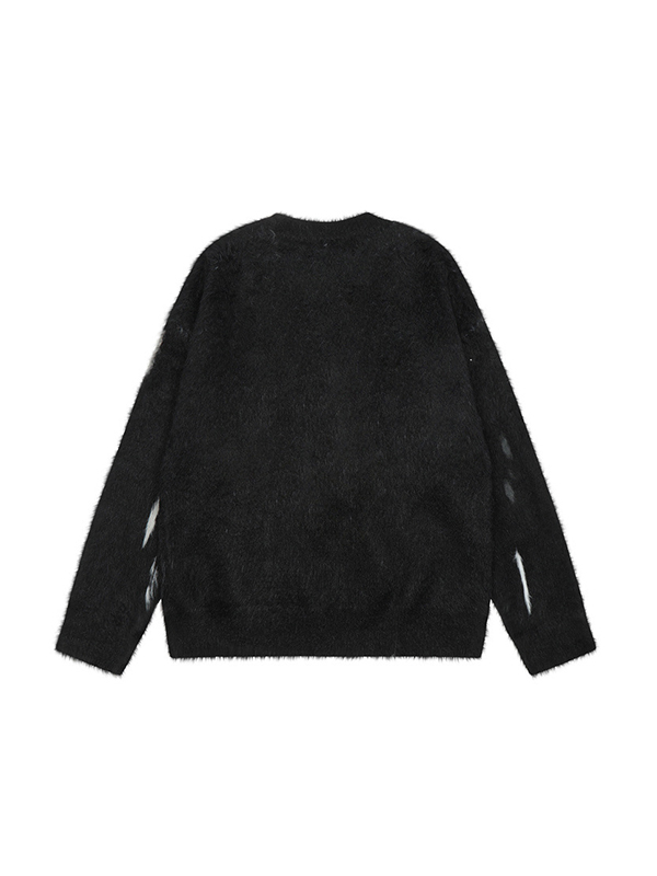 Herren Vintage Abstrakter Kitty Jacquard Pullover Pullover-1
