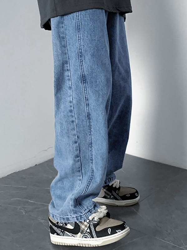 Herren Vintage Washed Loose Jeans-4