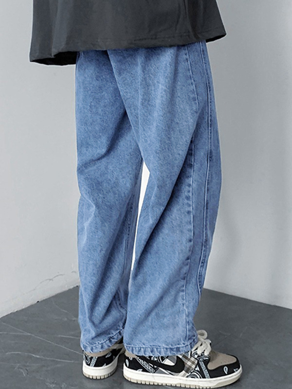 Herren Vintage Washed Loose Jeans-1