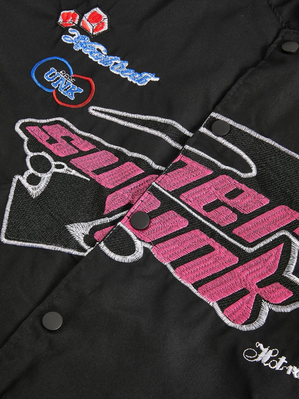 Vintage bestickte Button-Down-Motorrad-Varsity-Jacke-6