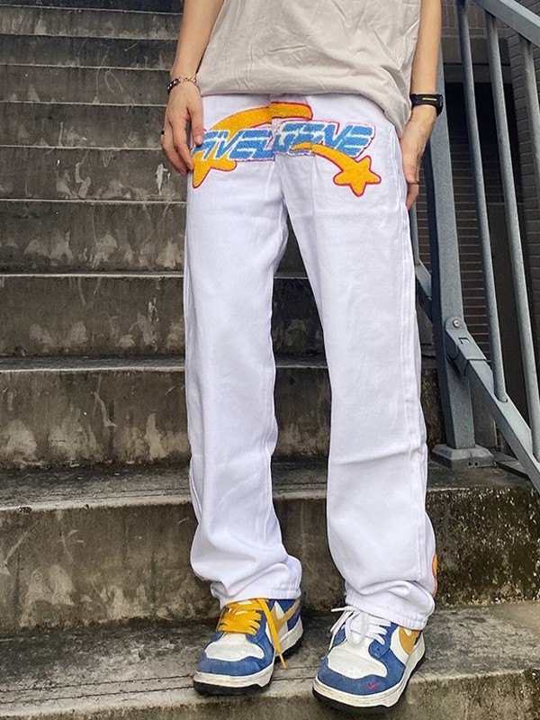 Lose Jeans mit Frottee-Stickerei für Herren-1