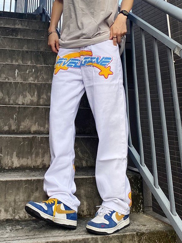 Lose Jeans mit Frottee-Stickerei für Herren-2