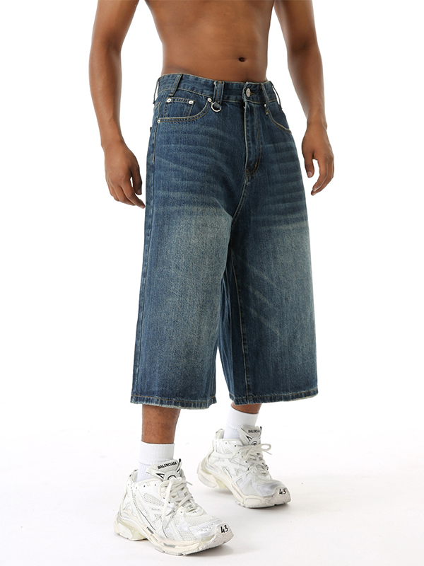 Jeansshorts im Streetstyle mit weitem Bein und geradem Bein-3