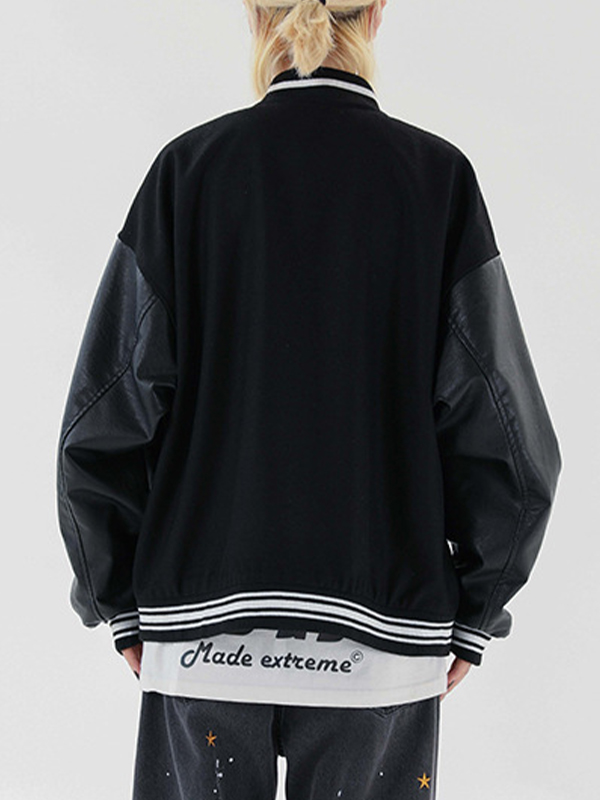 Herren Frottee bestickte Collegejacke-6