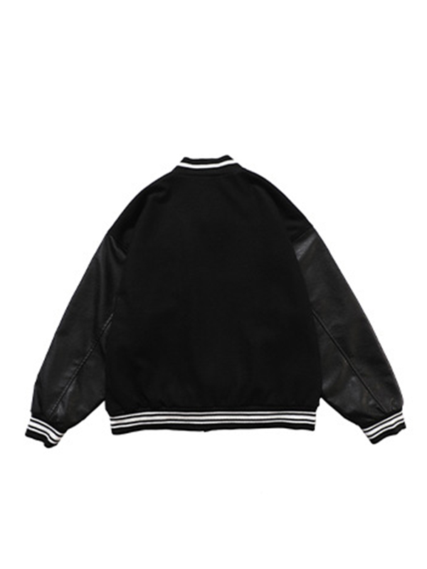 Herren Frottee bestickte Collegejacke-1