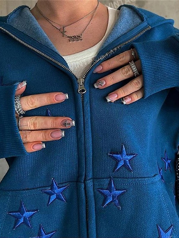 Hoodie mit Patch-Star-Reißverschluss für Herren-1