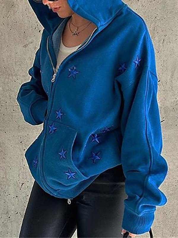 Hoodie mit Patch-Star-Reißverschluss für Herren-2