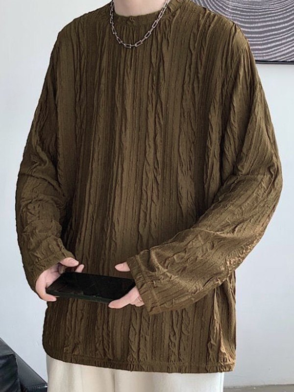 Langarm-T-Shirt mit gekrepptem Rundhalsausschnitt für Herren-2