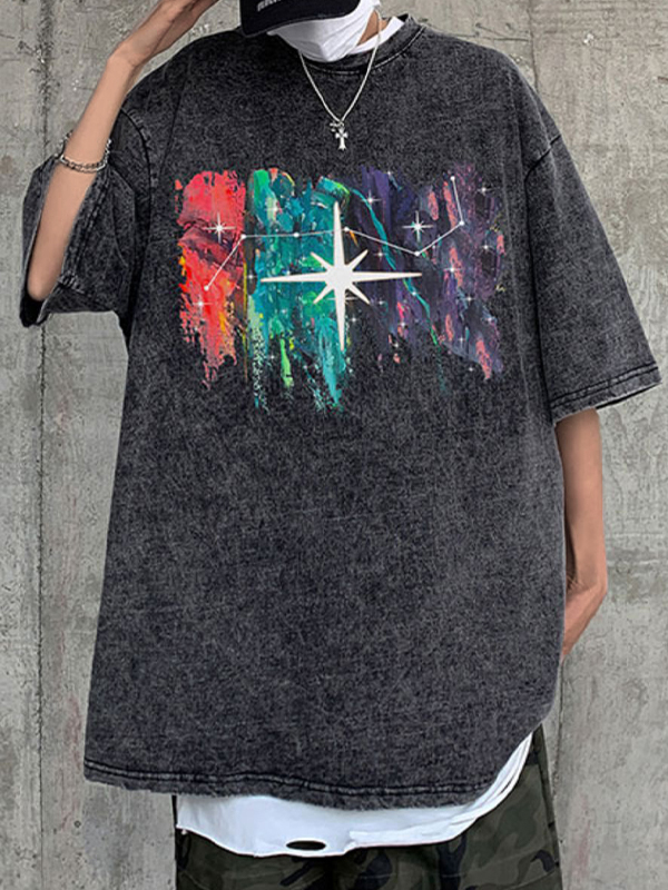 Übergroßes Kurzarm-T-Shirt für Herren mit Street-Print-1