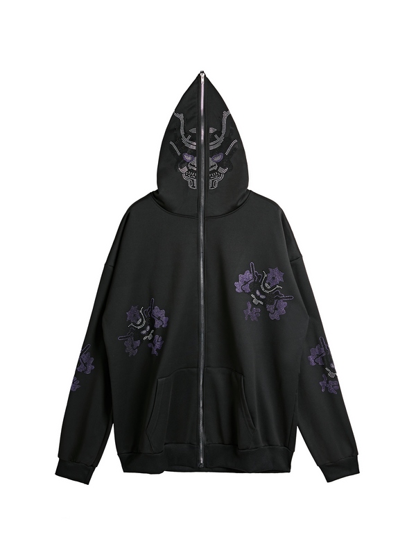 Übergroßer Herren-Hoodie mit Strass-Print-2