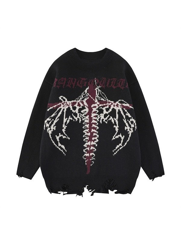 Distressed-Pullover mit Kreuz-Jacquard für Herren-1