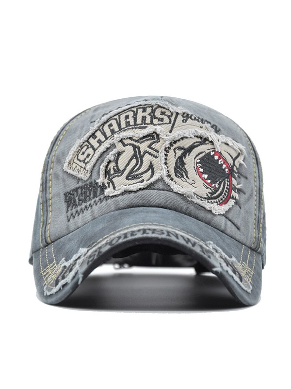 Vintage Shark bestickte Distressed Baseball Cap-2