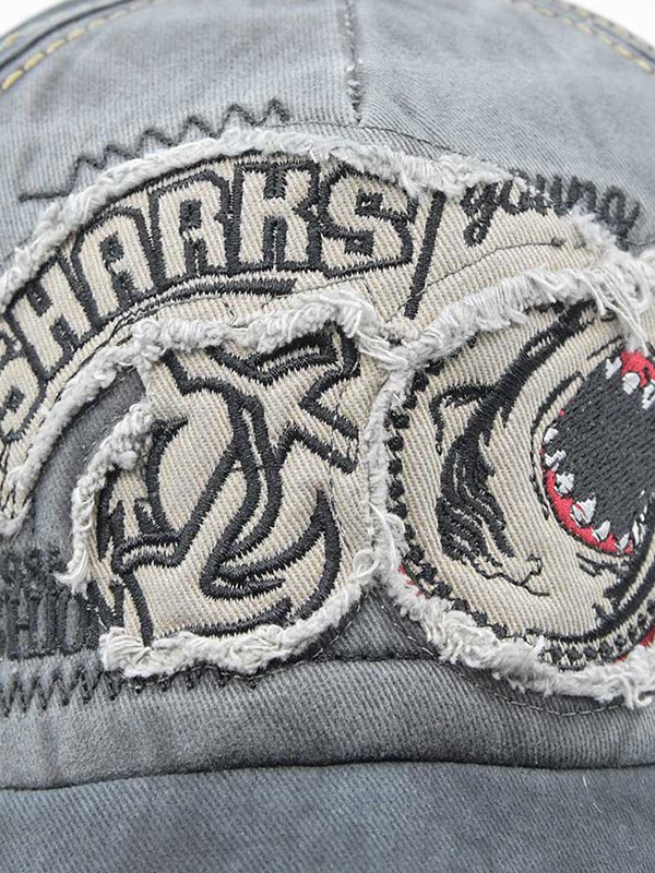 Vintage Shark bestickte Distressed Baseball Cap-3